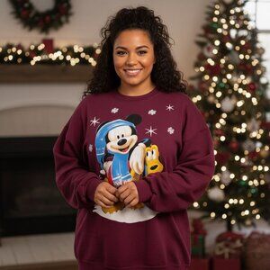 Disney Mickey Unlimited Vintage Pluto Graphic Sweatshirt Fleece Holidays Snow 3X